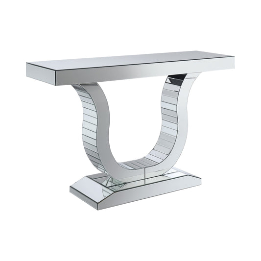 CLEAR MIRROR -  U-SHAPED BASE CONSOLE TABLE