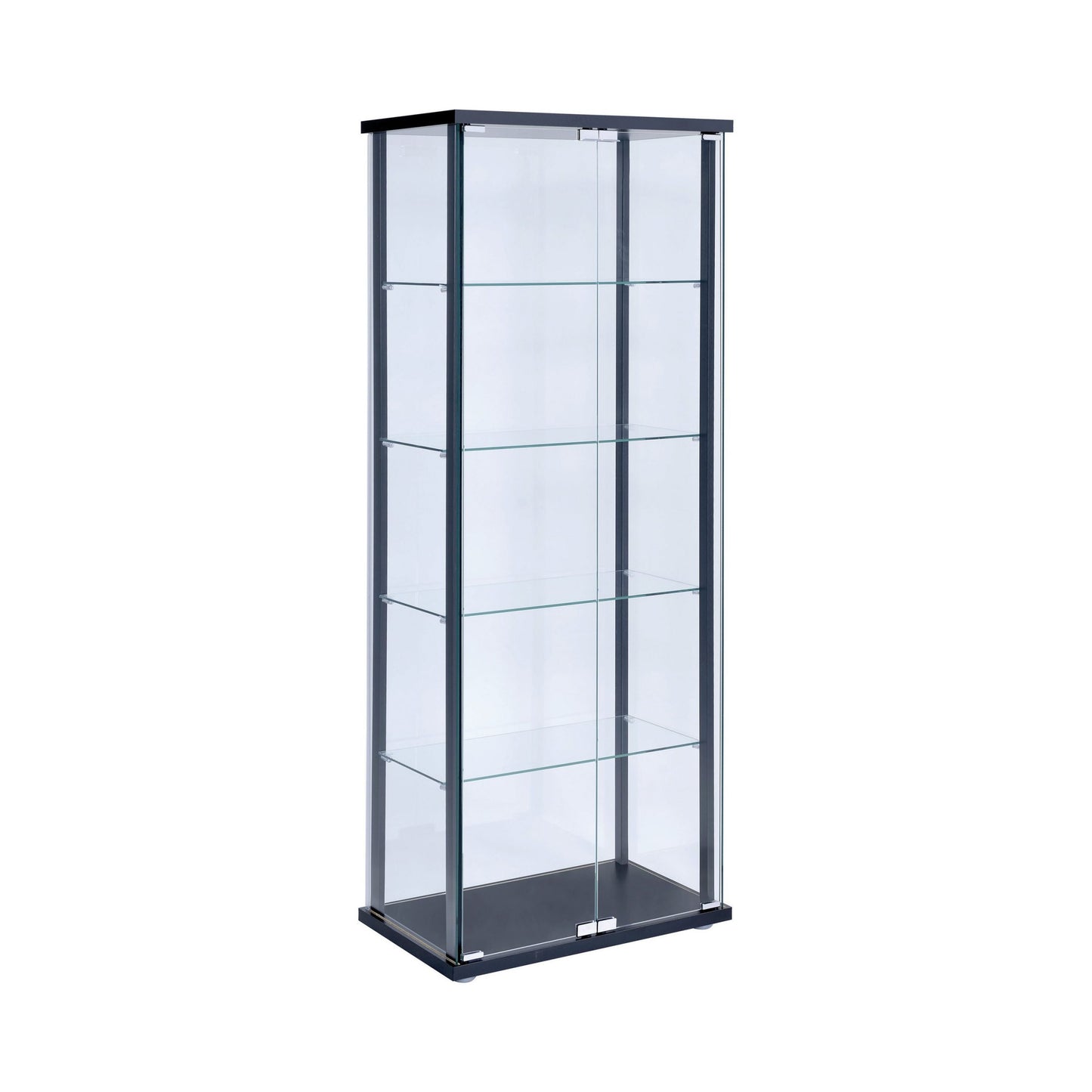 BLACK - 5 SHELF GLASS CURIO CABINET