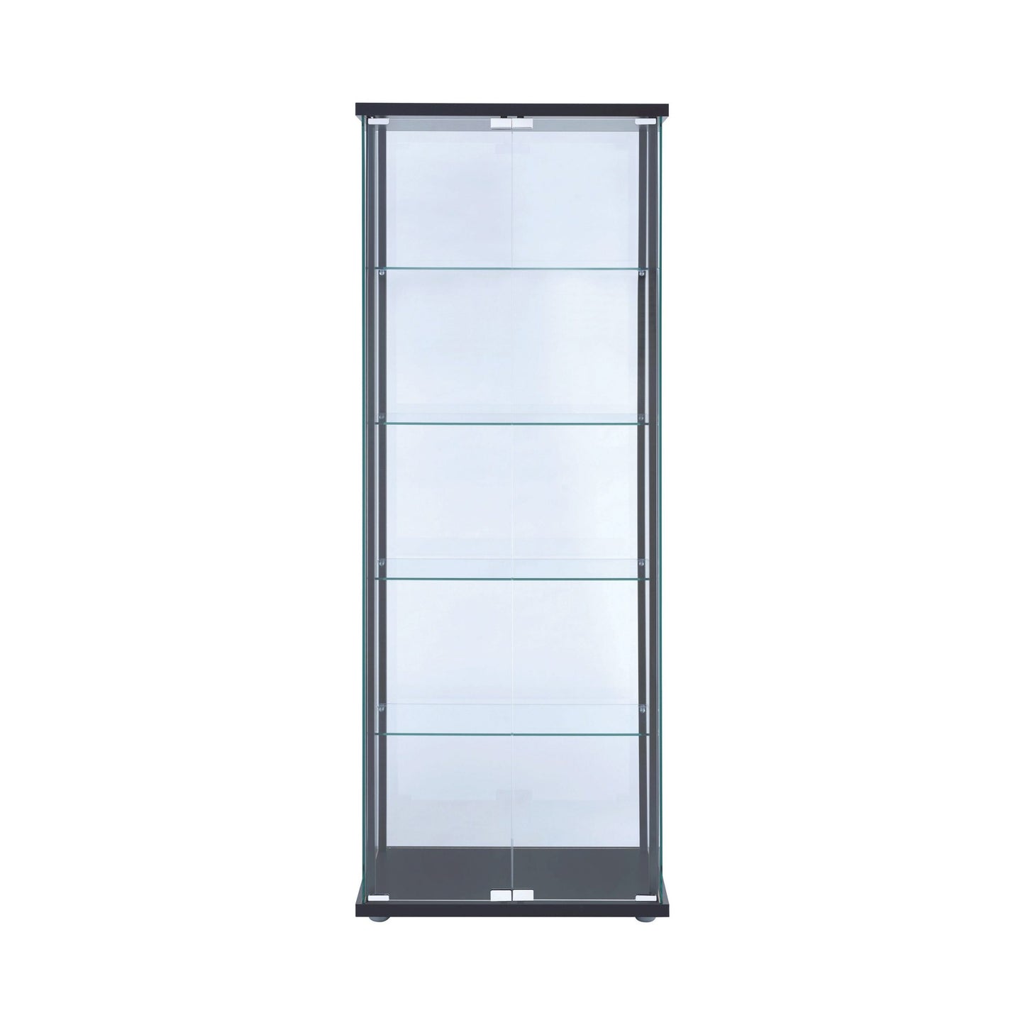 BLACK - 5 SHELF GLASS CURIO CABINET