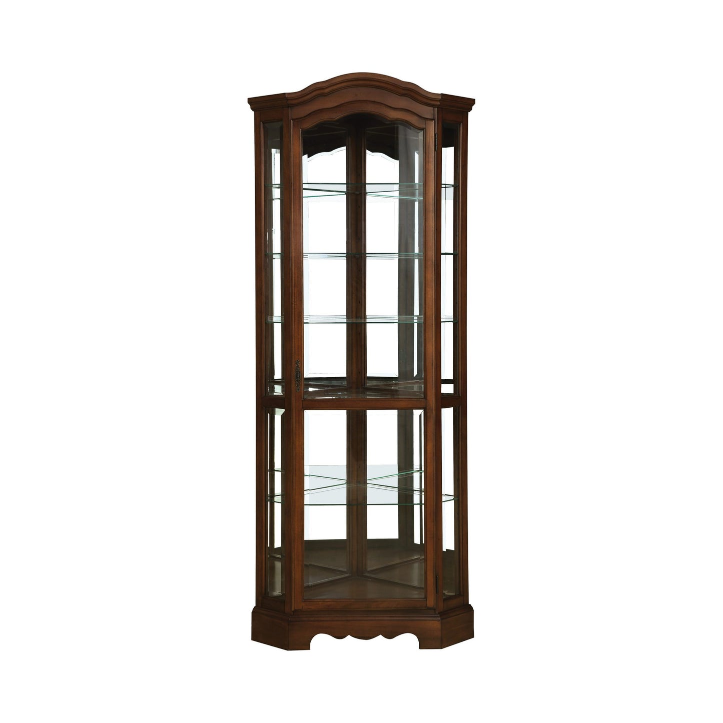 BURNISHED BROWN - 6 SHELF CORNER CURIO CABINET