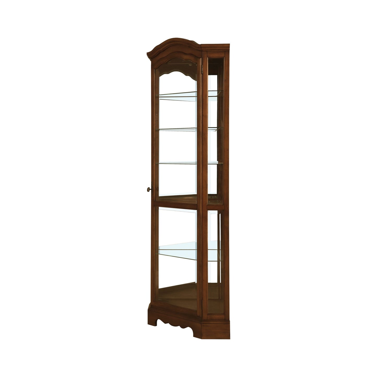 BURNISHED BROWN - 6 SHELF CORNER CURIO CABINET