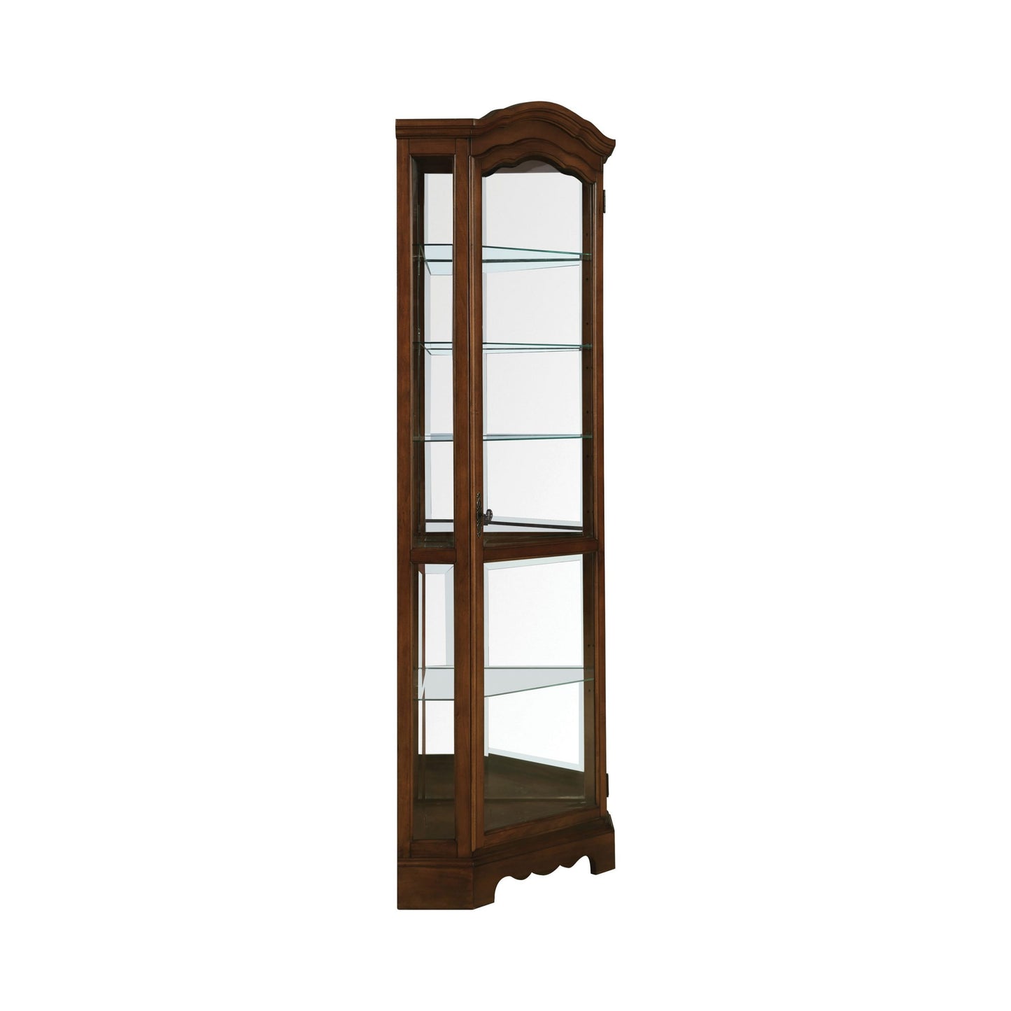 BURNISHED BROWN - 6 SHELF CORNER CURIO CABINET