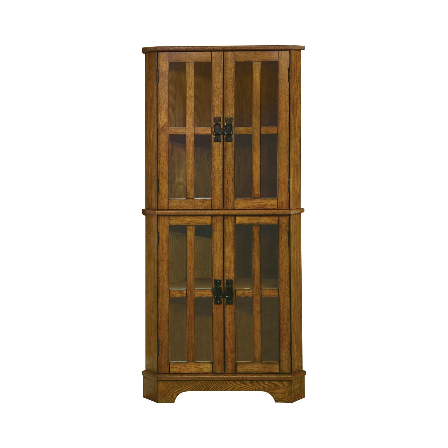 GOLDEN BROWN - 4 SHELF CORNER CURIO CABINET