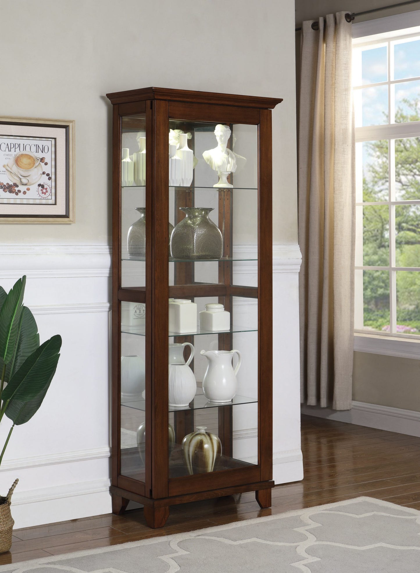 CHESTNUT - 5 SHELF CURIO CABINET