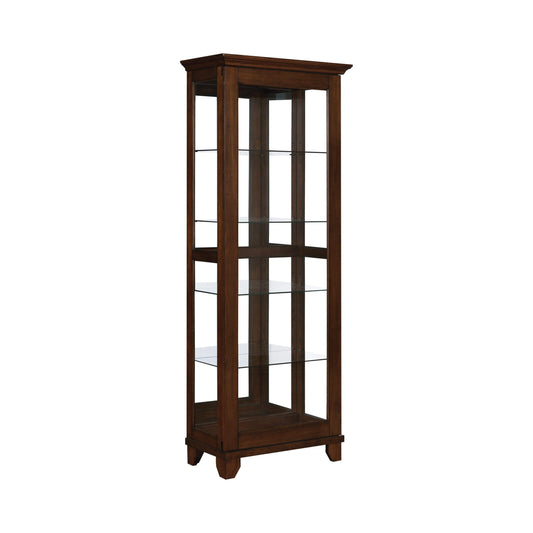 CHESTNUT - 5 SHELF CURIO CABINET