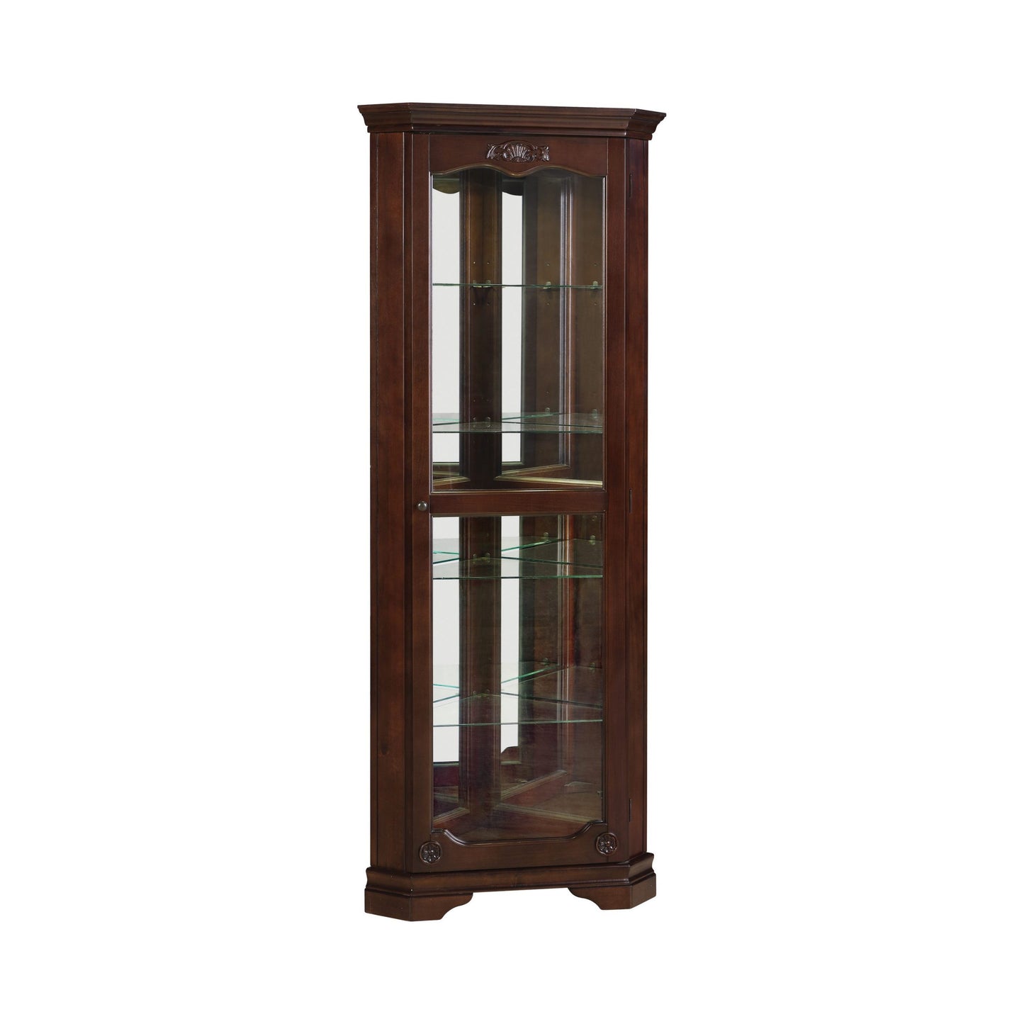 GOLDEN BROWN - 5 SHELF CORNER CURIO CABINET