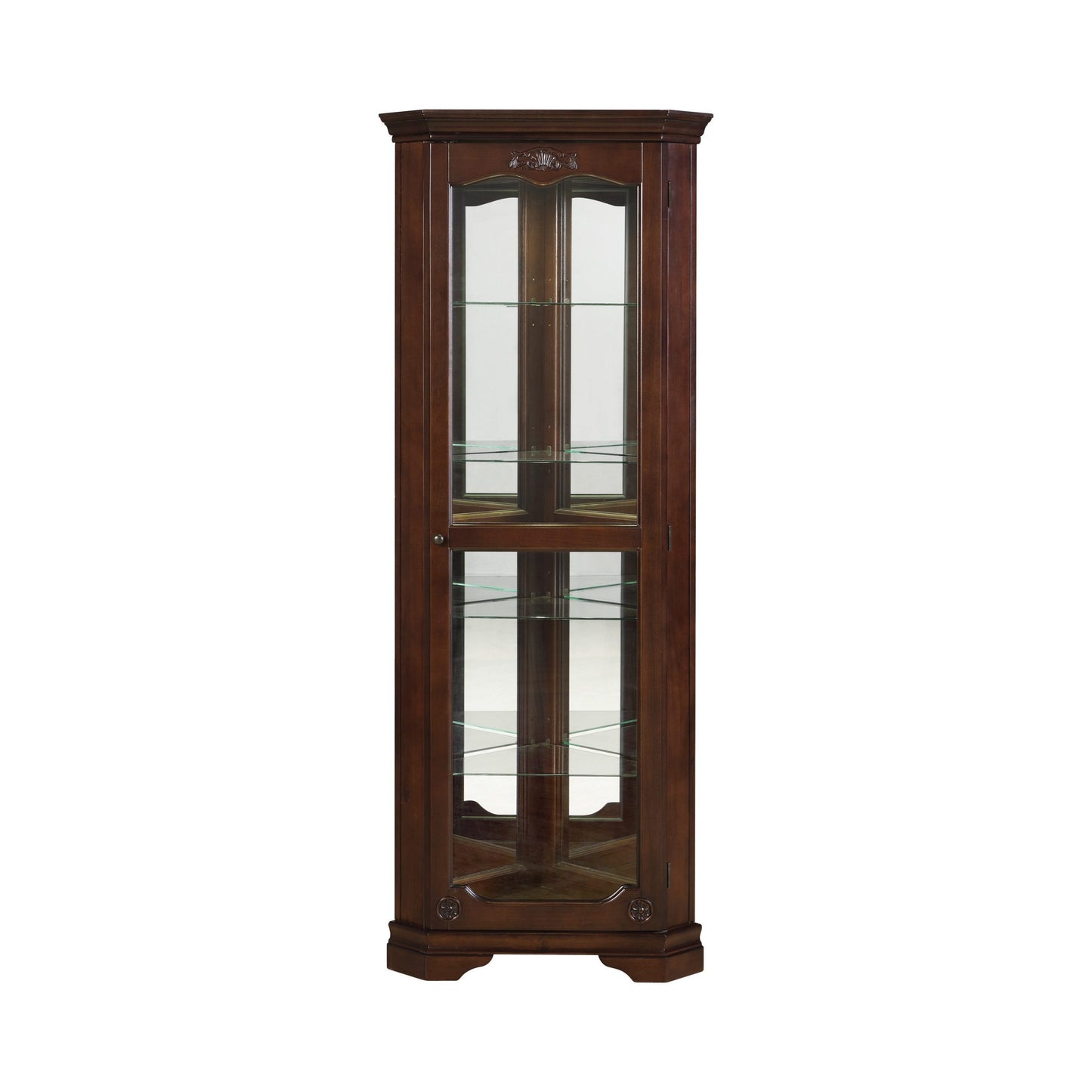 GOLDEN BROWN - 5 SHELF CORNER CURIO CABINET