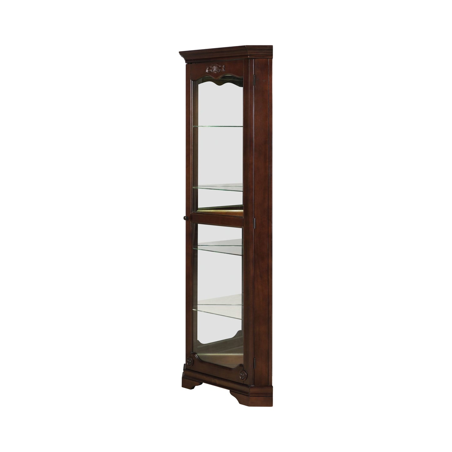 GOLDEN BROWN - 5 SHELF CORNER CURIO CABINET