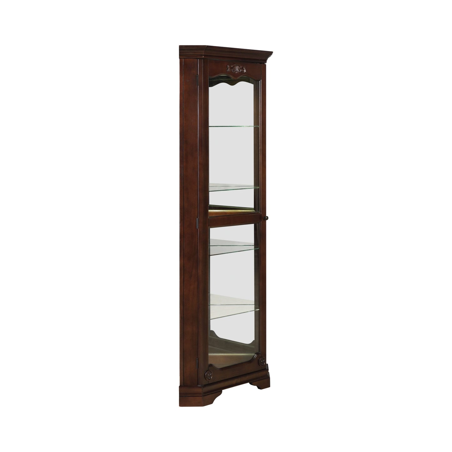 GOLDEN BROWN - 5 SHELF CORNER CURIO CABINET