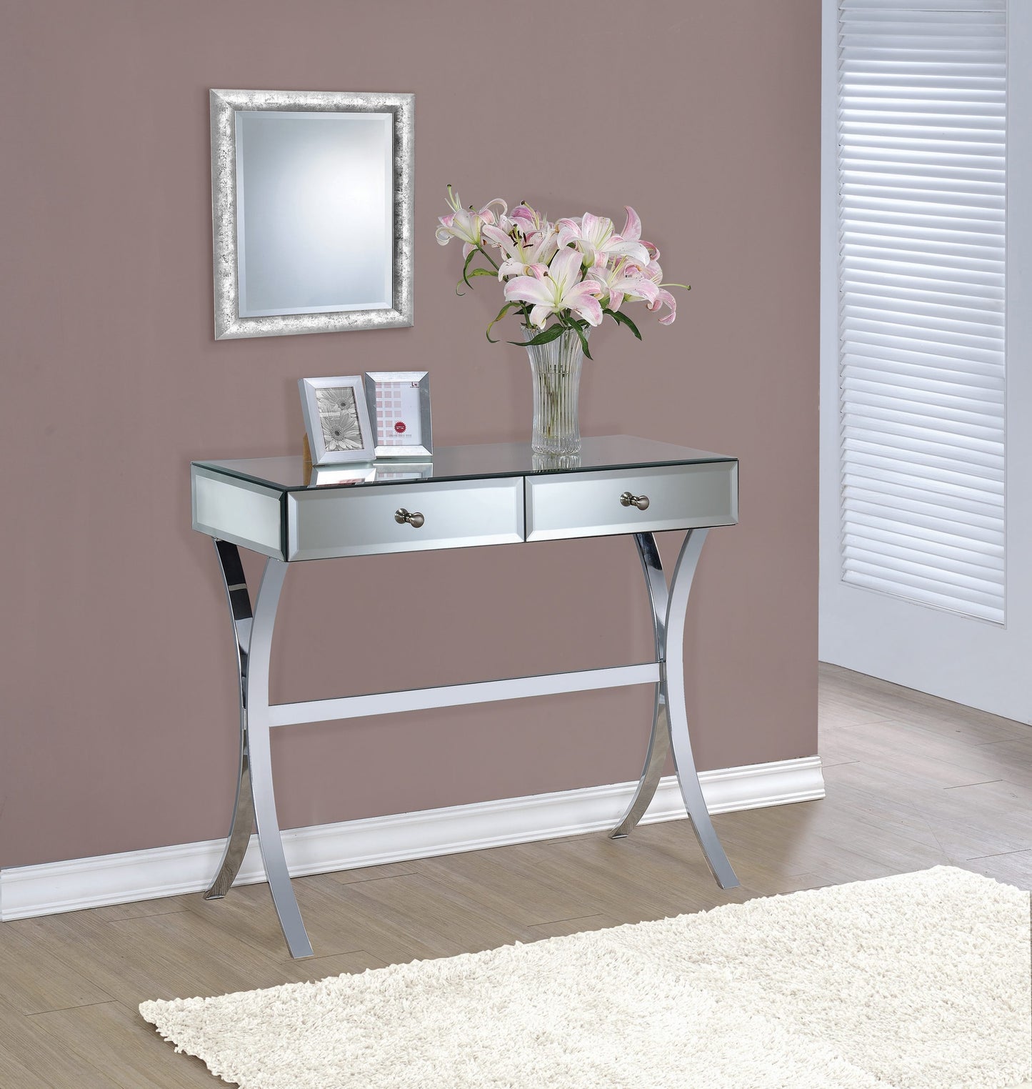 CLEAR MIRROR -  2-DRAWER CONSOLE TABLE