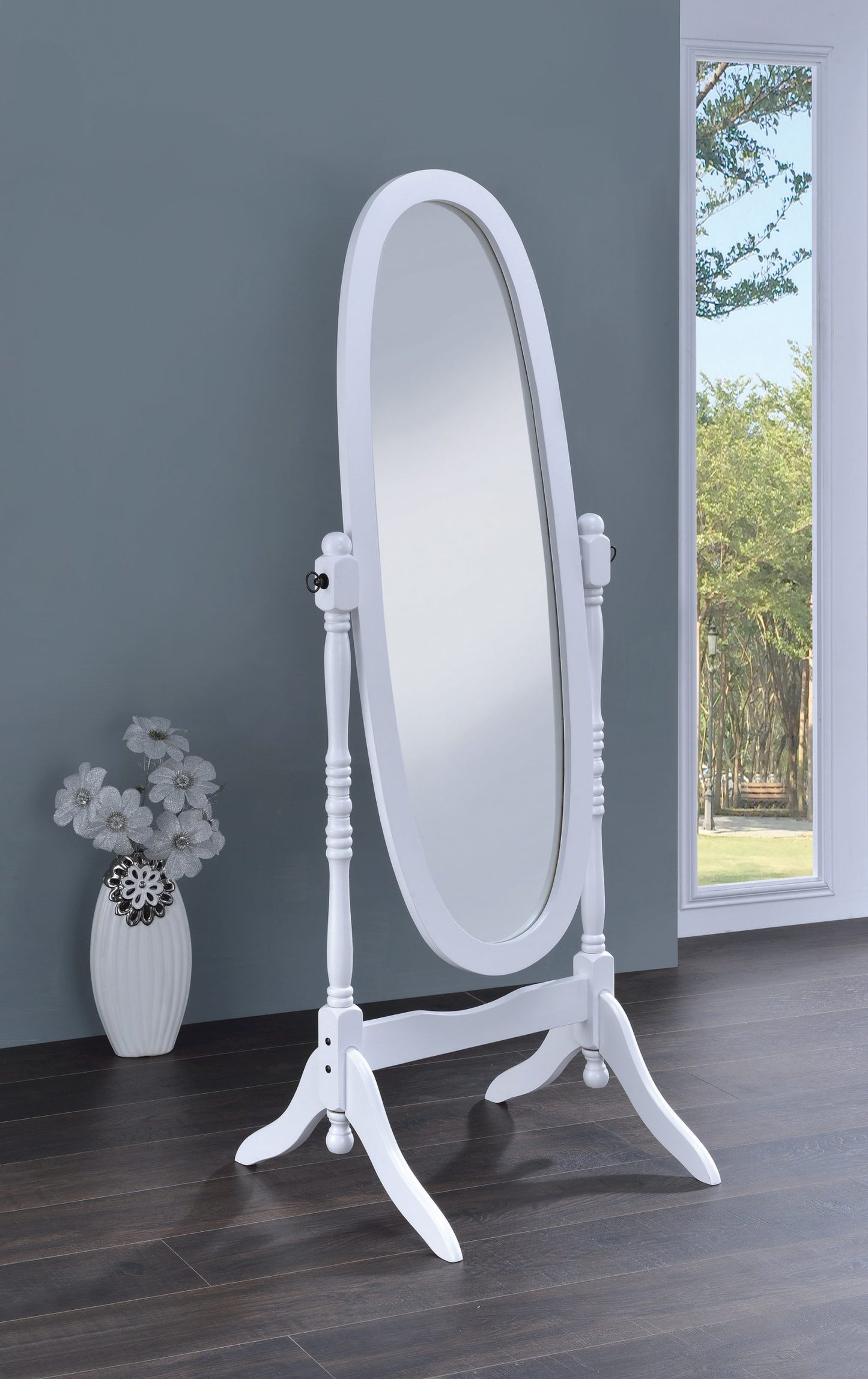 WHITE - OVAL CHEVAL MIRROR