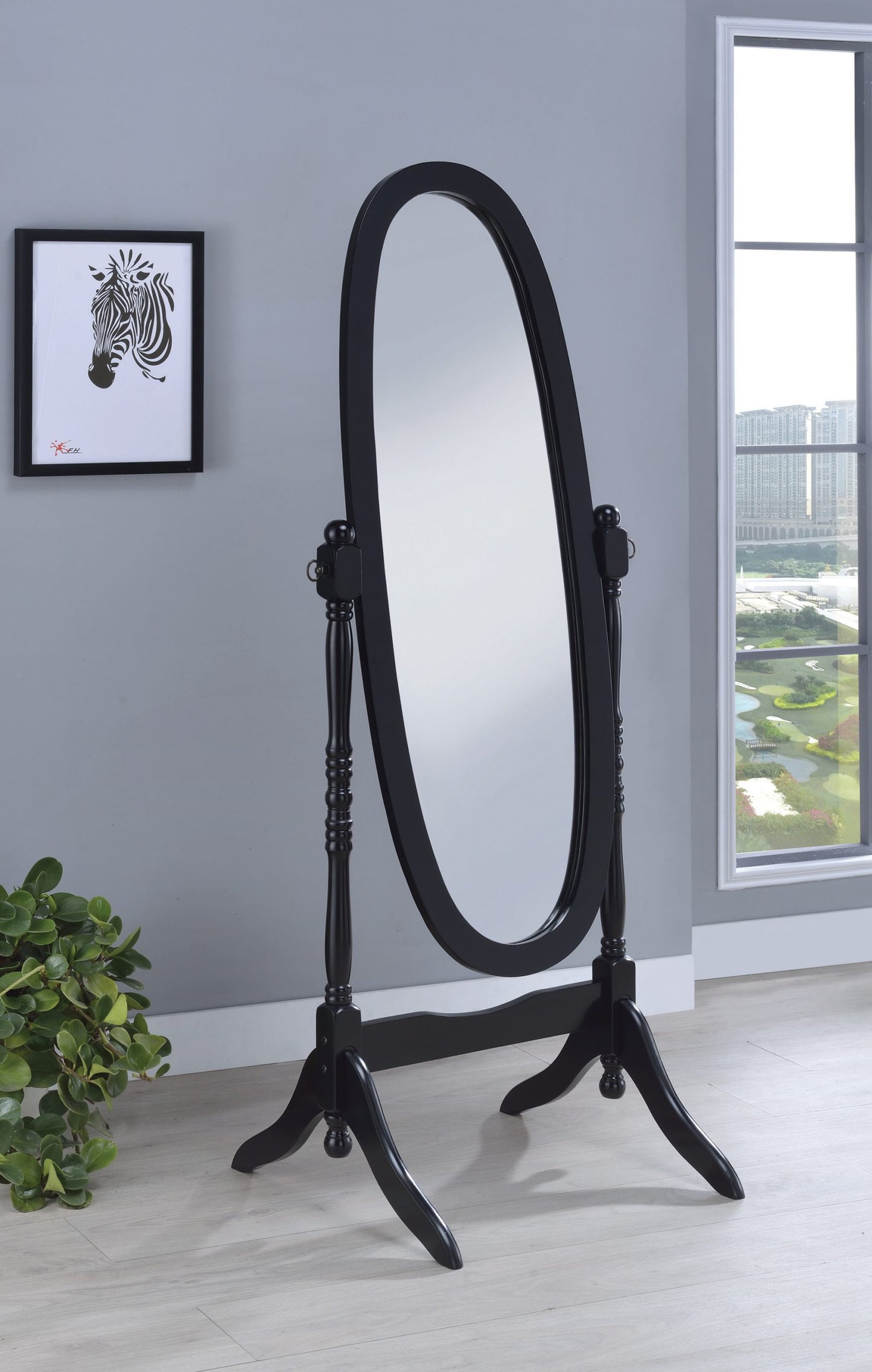 BLACK- OVAL CHEVAL MIRROR