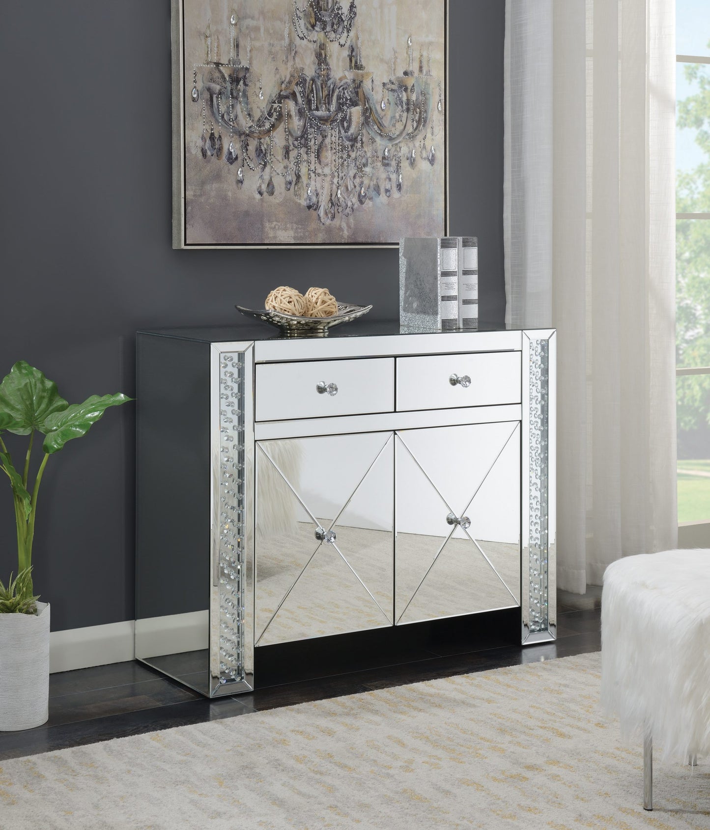 CLEAR MIRROR - 2-DRAWER ACCENT CABINET