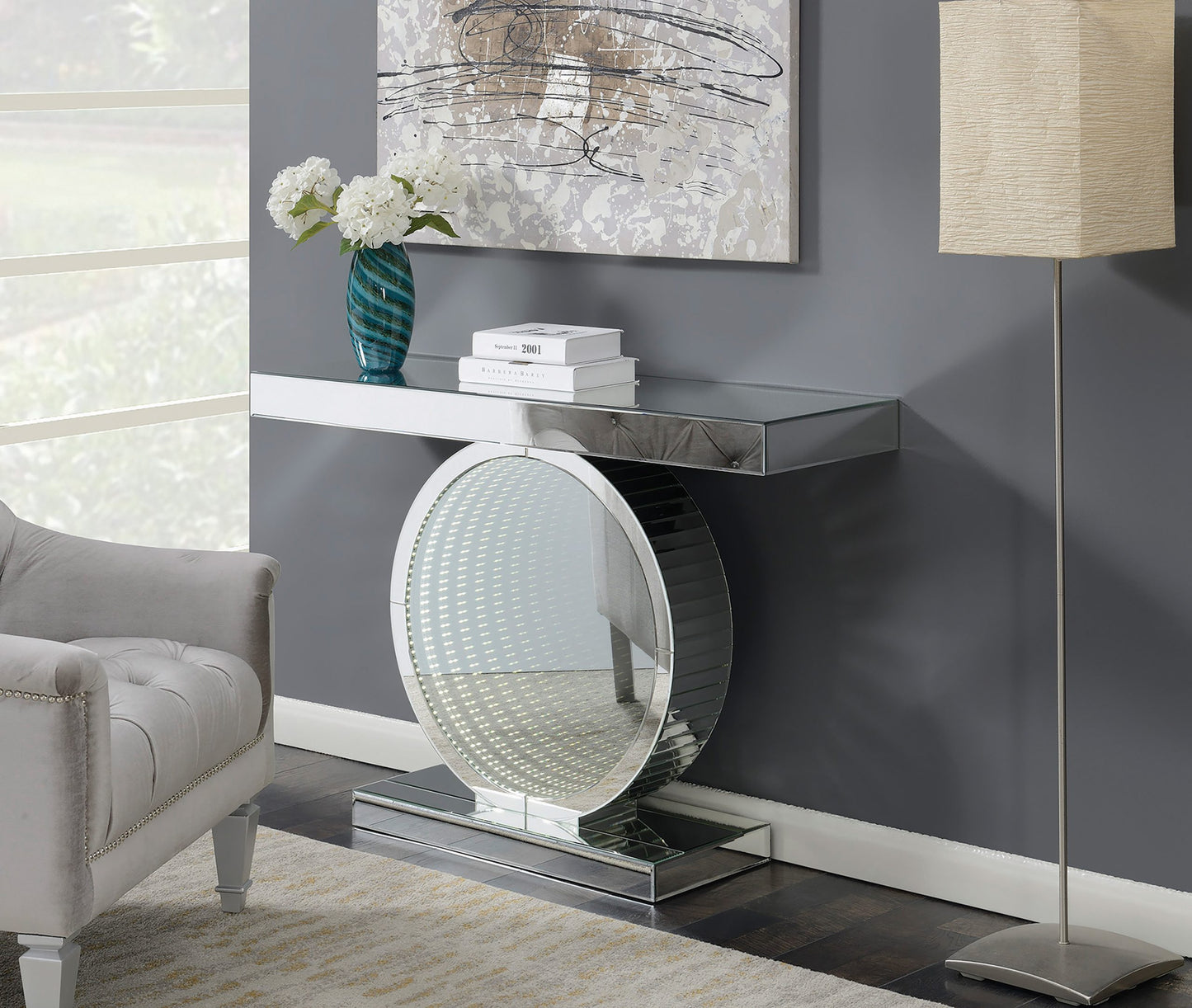 CLEAR MIRROR - RECTANGULAR CONSOLE TABLE