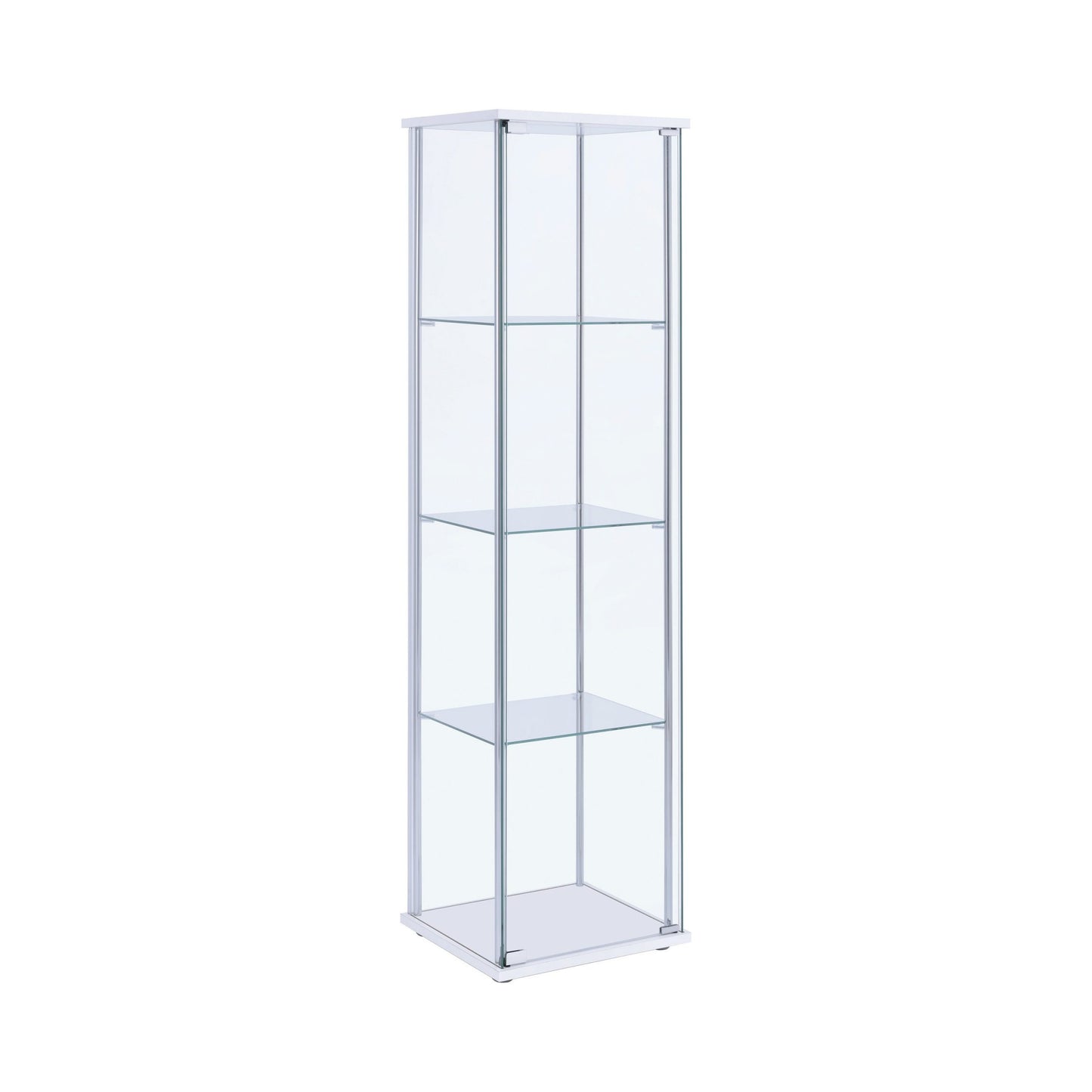 CHROME - RECTANGULAR 4-SHELF CURIO CABINET