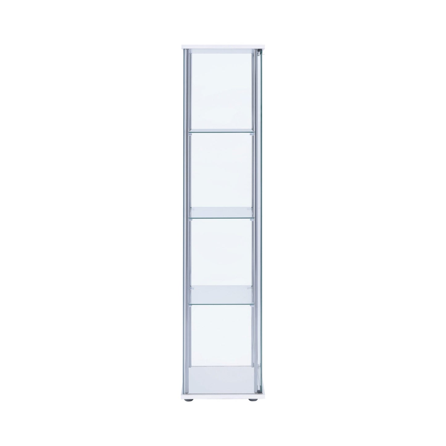 CHROME - RECTANGULAR 4-SHELF CURIO CABINET