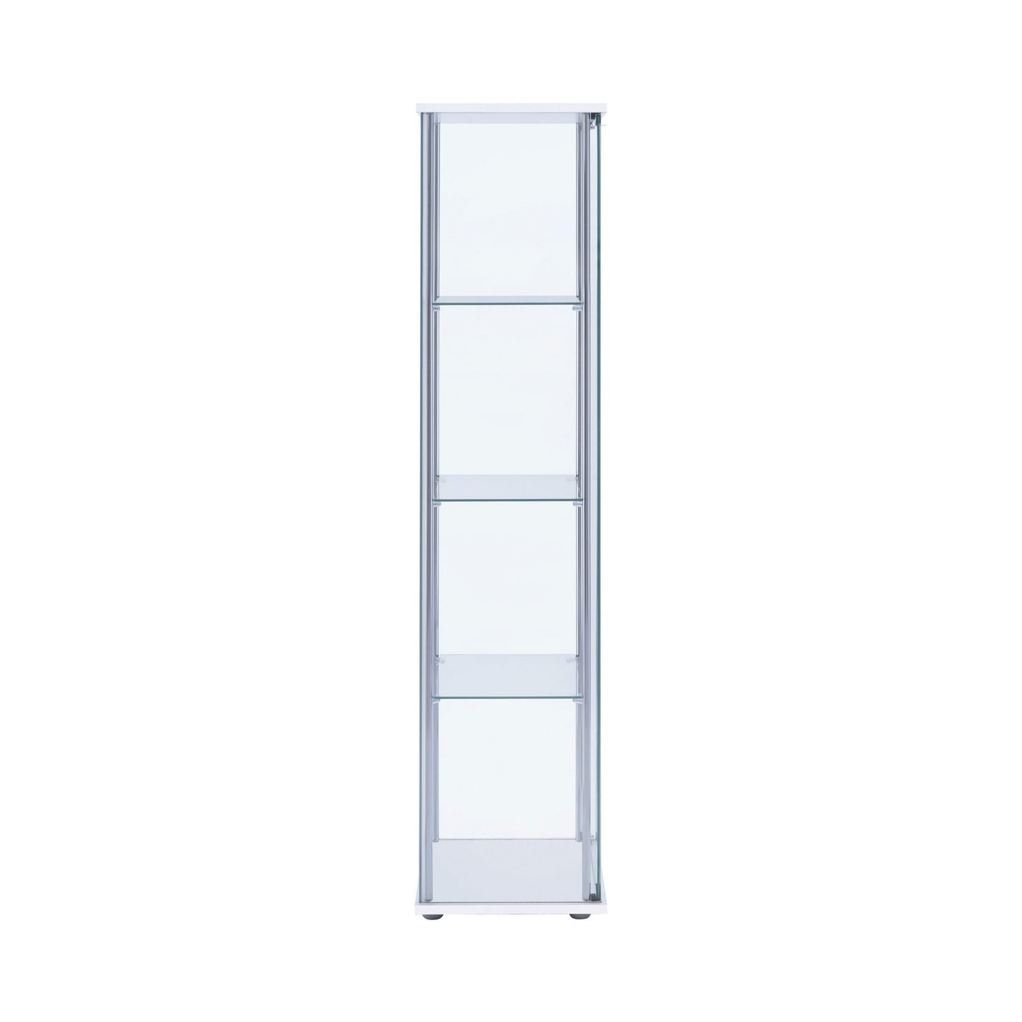 CHROME - RECTANGULAR 4-SHELF CURIO CABINET