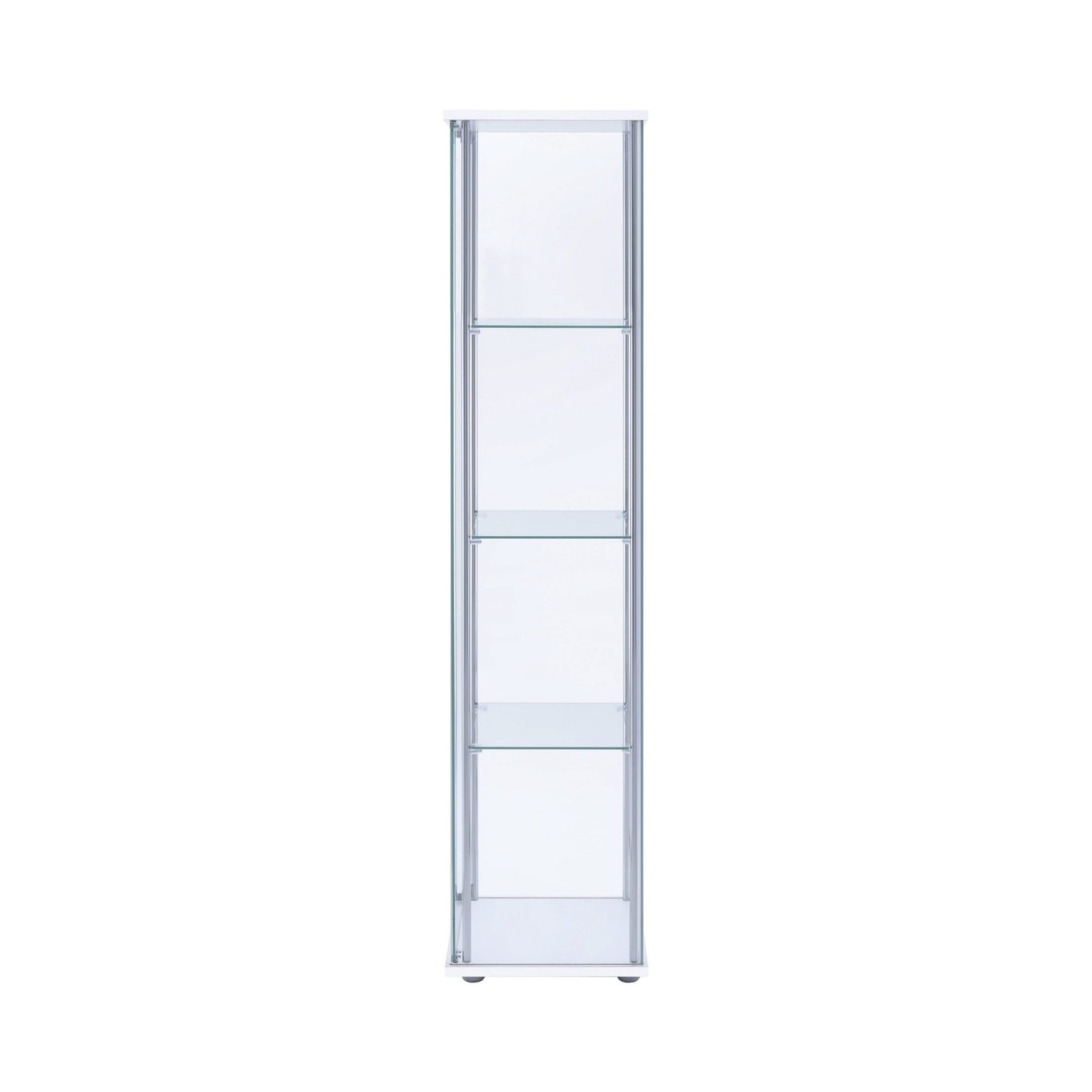 CHROME - RECTANGULAR 4-SHELF CURIO CABINET