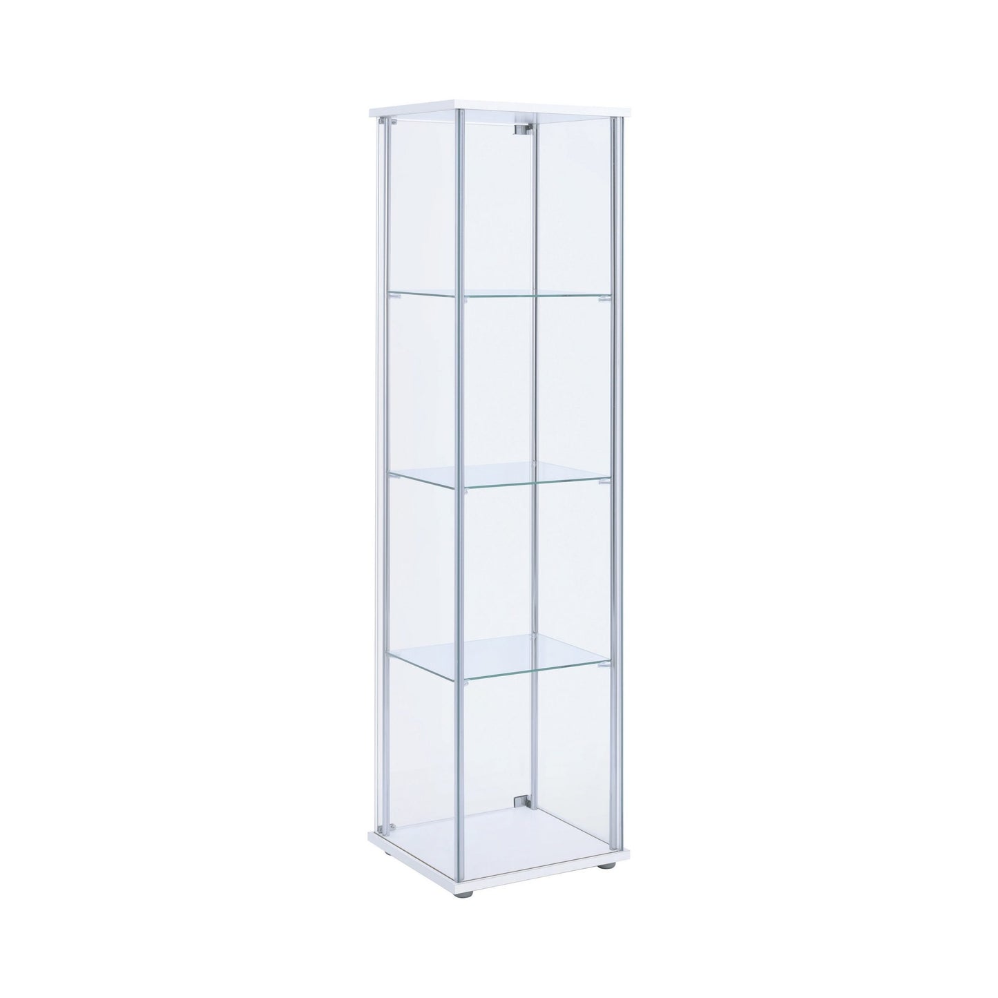 CHROME - RECTANGULAR 4-SHELF CURIO CABINET