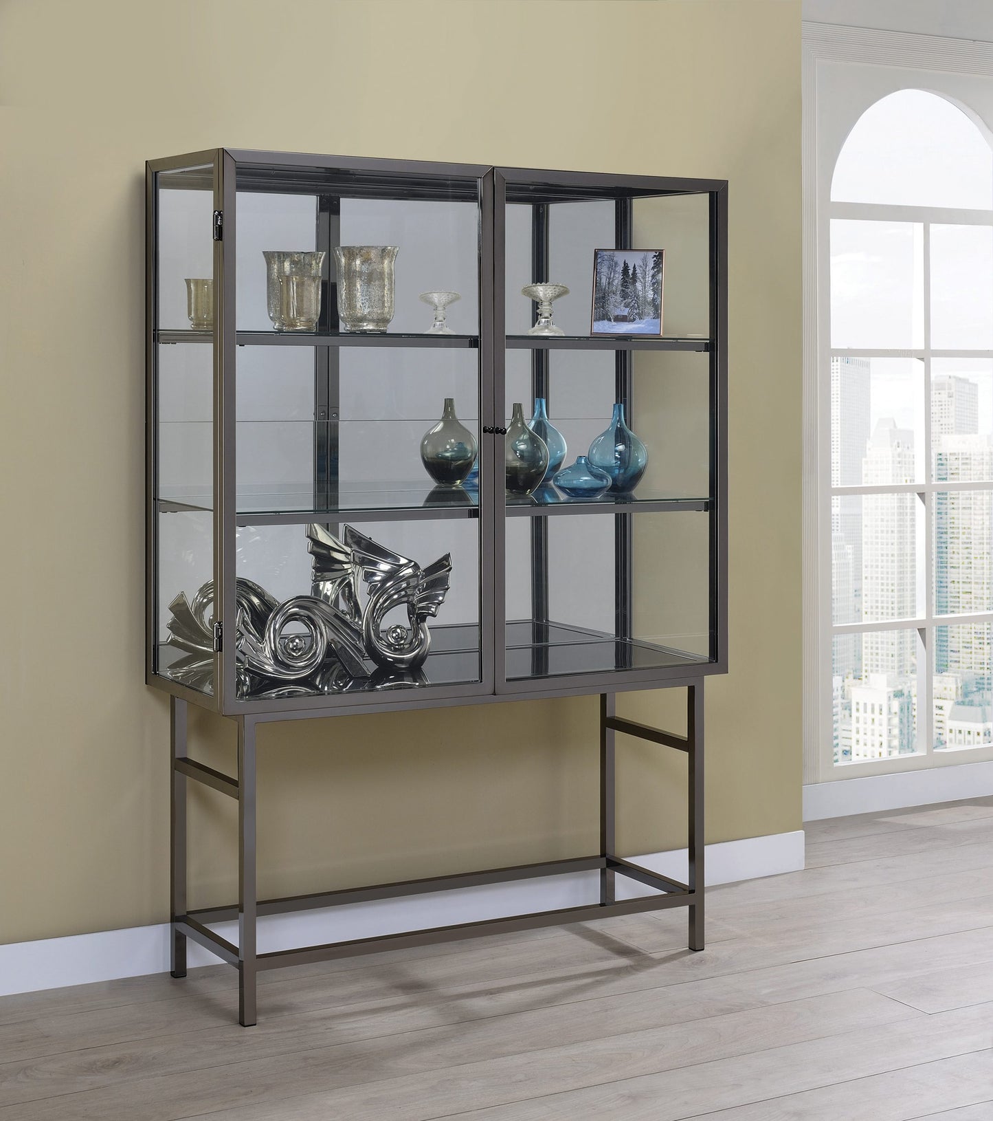 NICKEL - 2 DOOR CURIO CABINET