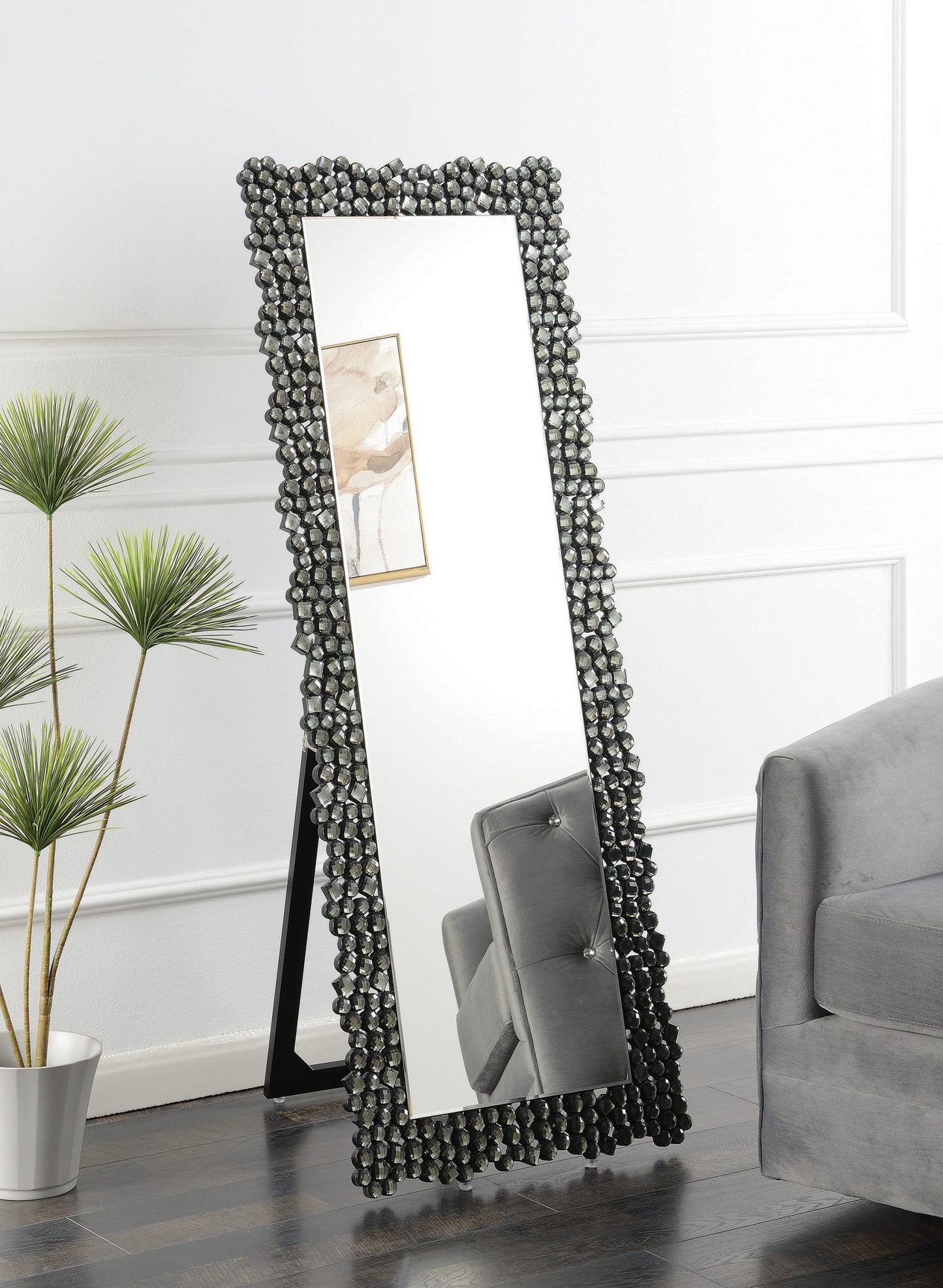 SMOKEY GREY - TEXTURAL FRAME CHEVAL FLOOR MIRROR