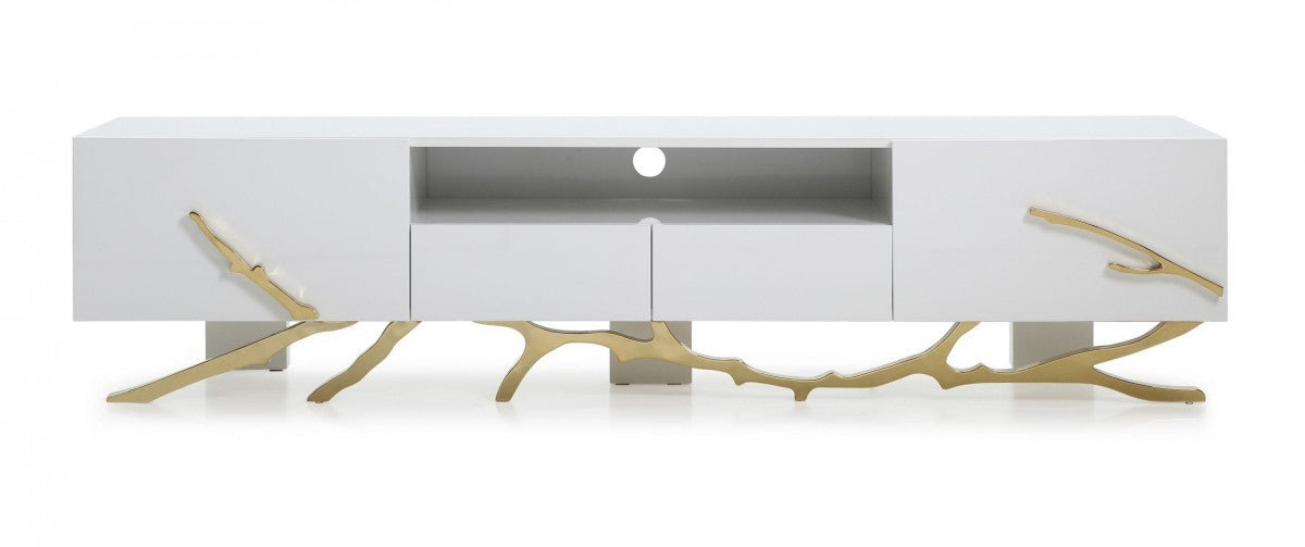 Podrest Legend Modern White & Gold TV Stand