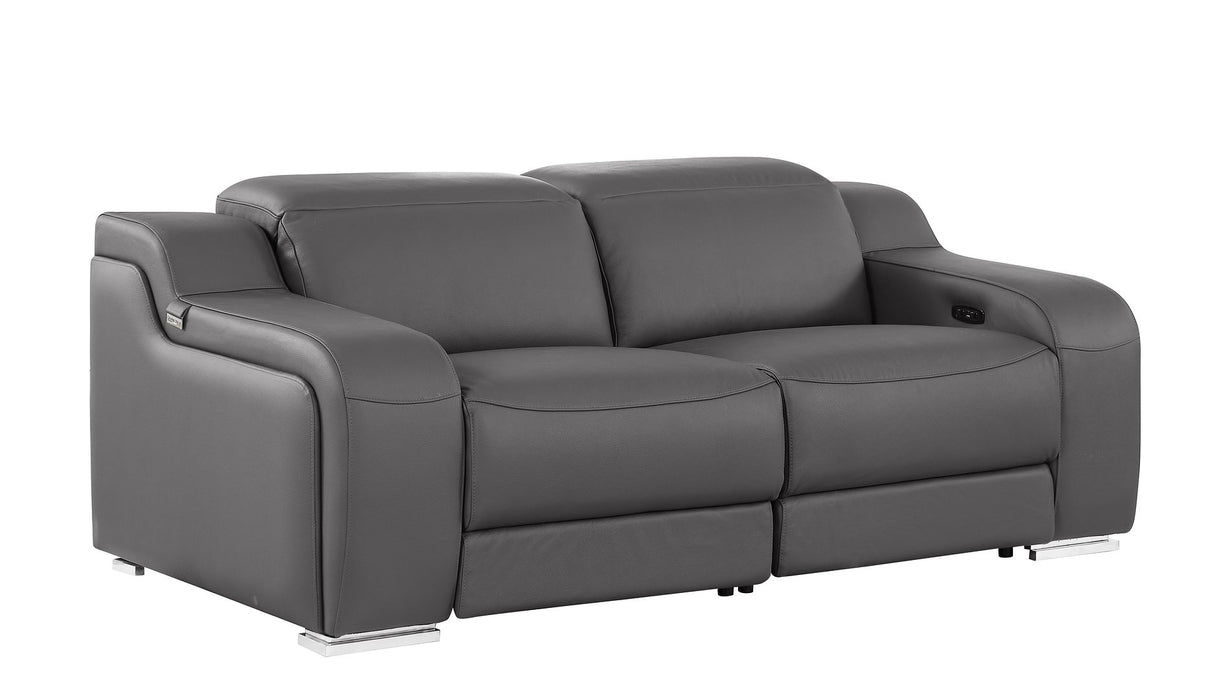 Global United 6111 Power Reclining Loveseat | Genuine Leather