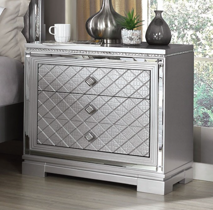 BELLE  NIGHT STAND - Grey Glam Night Stand | NorCal Furniture Santa Clara CA