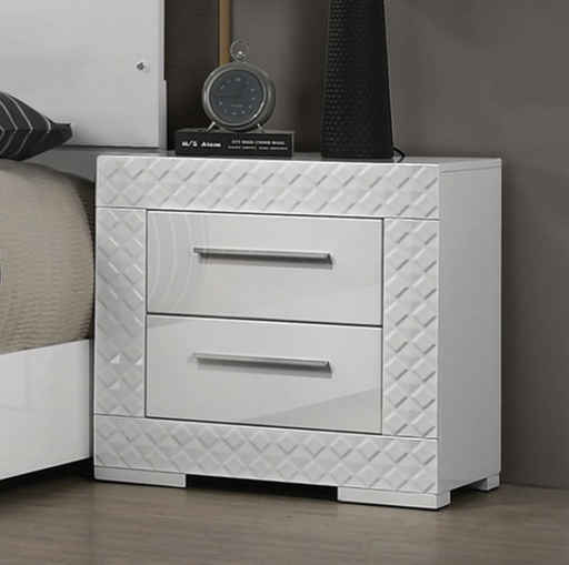 WHIT  NIGHT STAND - White Glam Night Stand | NorCal Furniture Santa Clara CA