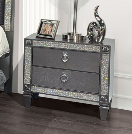 TITAN  NIGHT STAND - Grey Glam Night Stand | NorCal Furniture Santa Clara CA