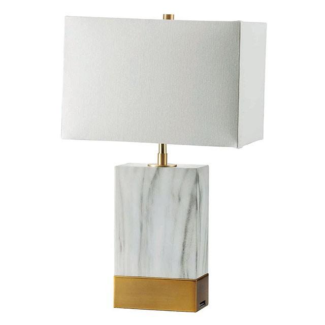 Faith White Marble/Gold 20"H White Marble Gold Table Lamp