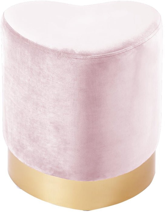 Heart Pink Velvet Ottoman/Stool