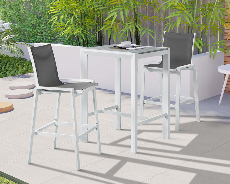 Nizuc Grey Mesh Waterproof Fabric Outdoor Patio Aluminum Mesh Barstool