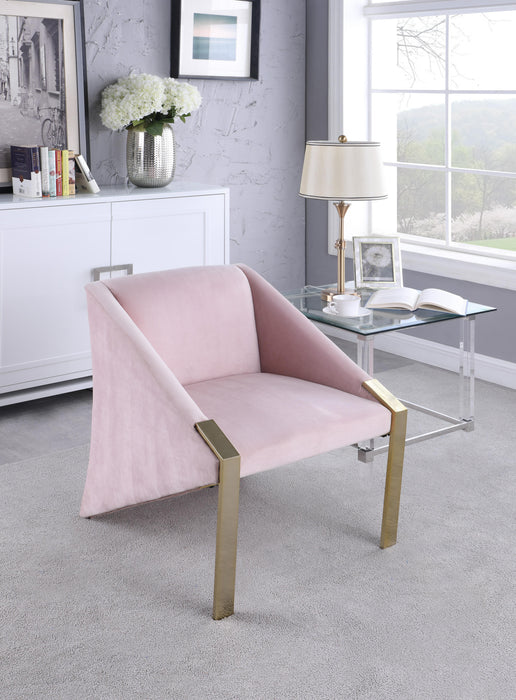 Rivet Pink Velvet Accent Chair