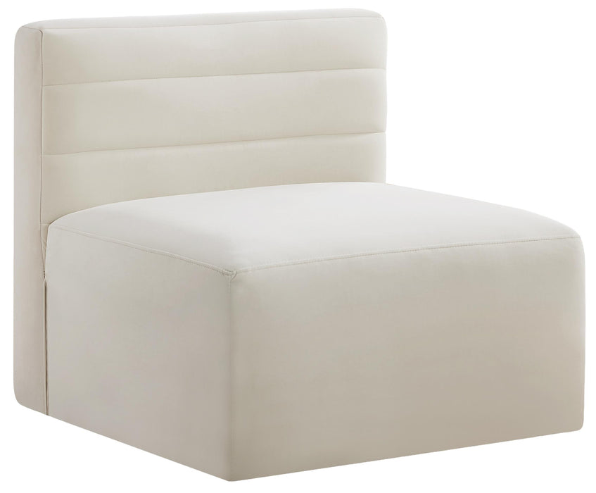 Quincy Cream Velvet Modular Armless Chair