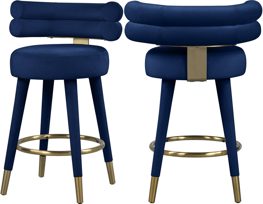 Fitzroy Navy Velvet Counter Stool
