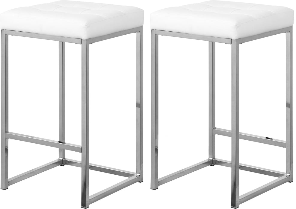Nicola White Faux Leather Stool