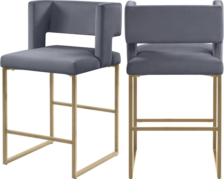 Caleb Grey Velvet Counter Stool