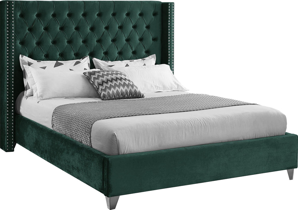 Aiden Green Velvet Full Bed