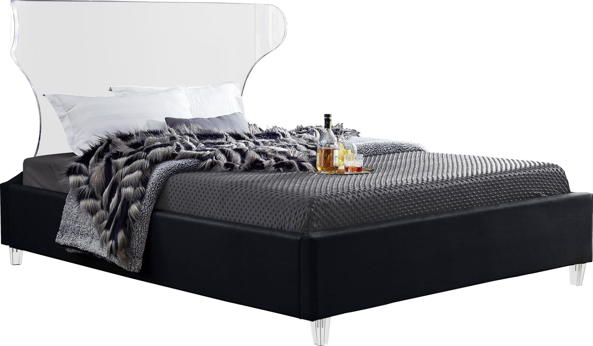 Ghost Black Velvet Full Bed