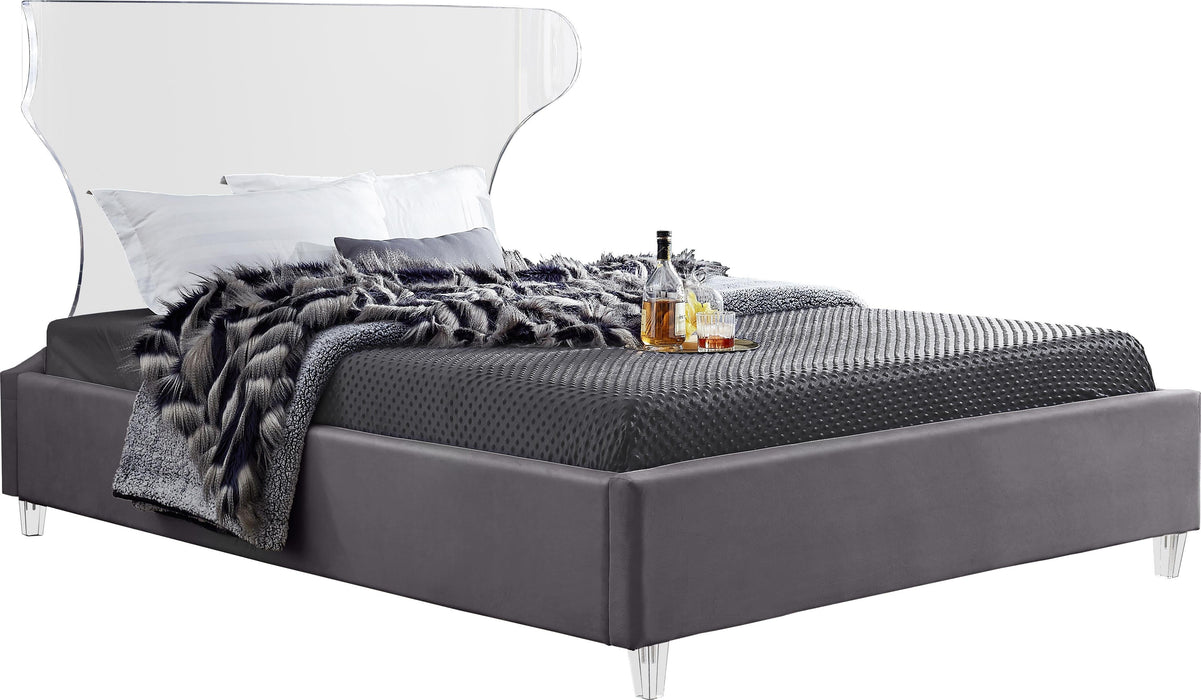 Ghost Grey Velvet Bed