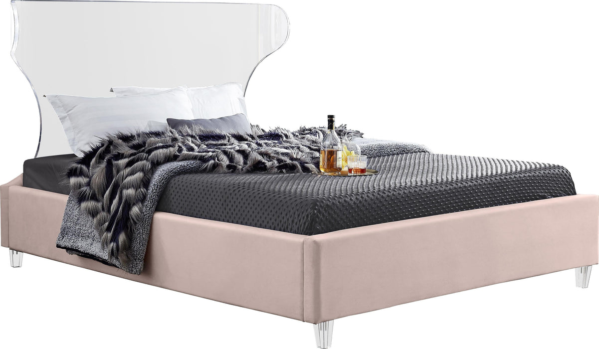Ghost Pink Velvet Bed