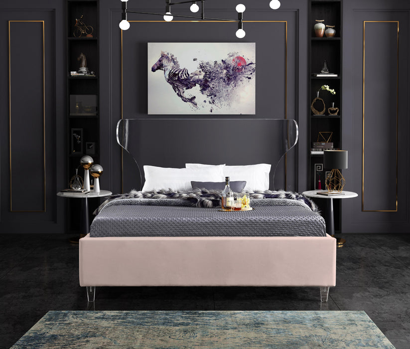 Ghost Pink Velvet Full Bed