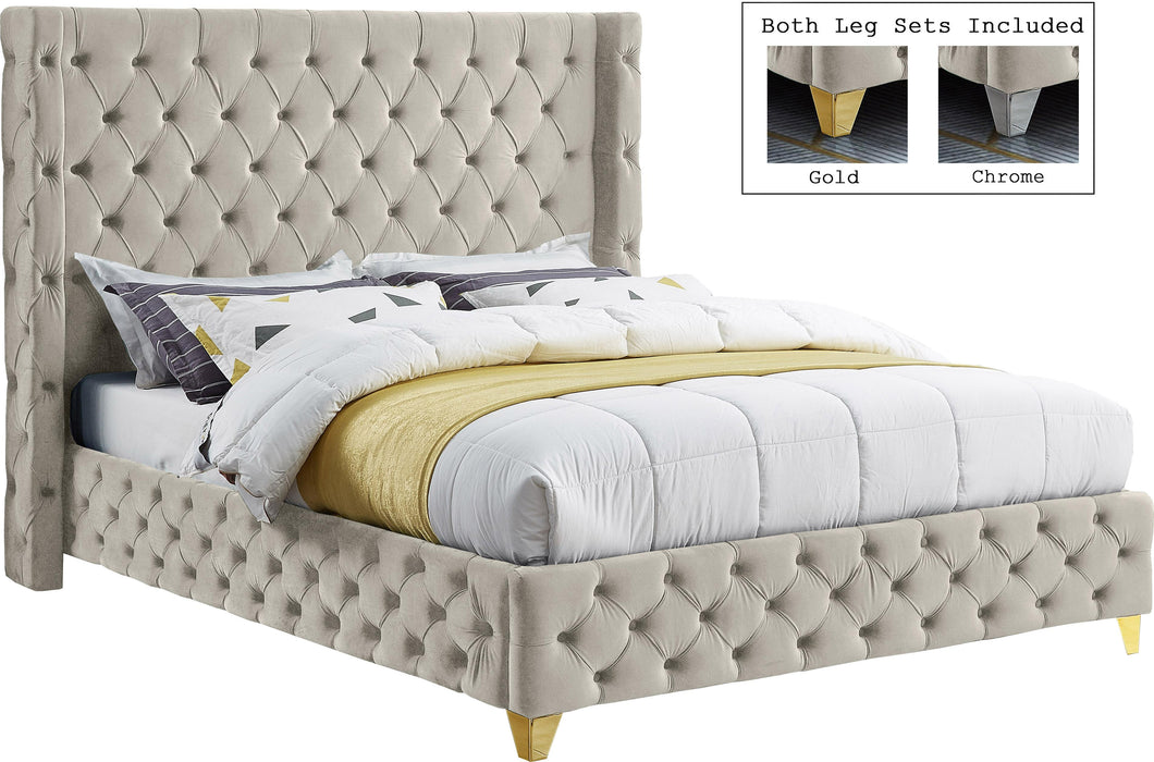 Savan Velvet Bed - Cream