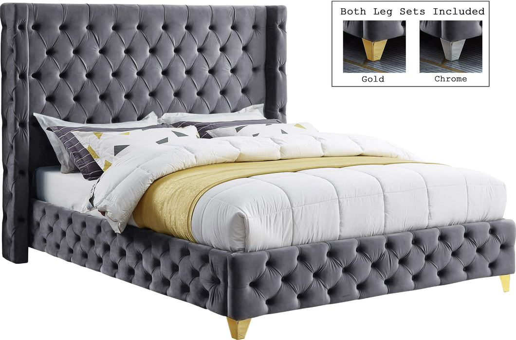 Savan Velvet Bed - Grey