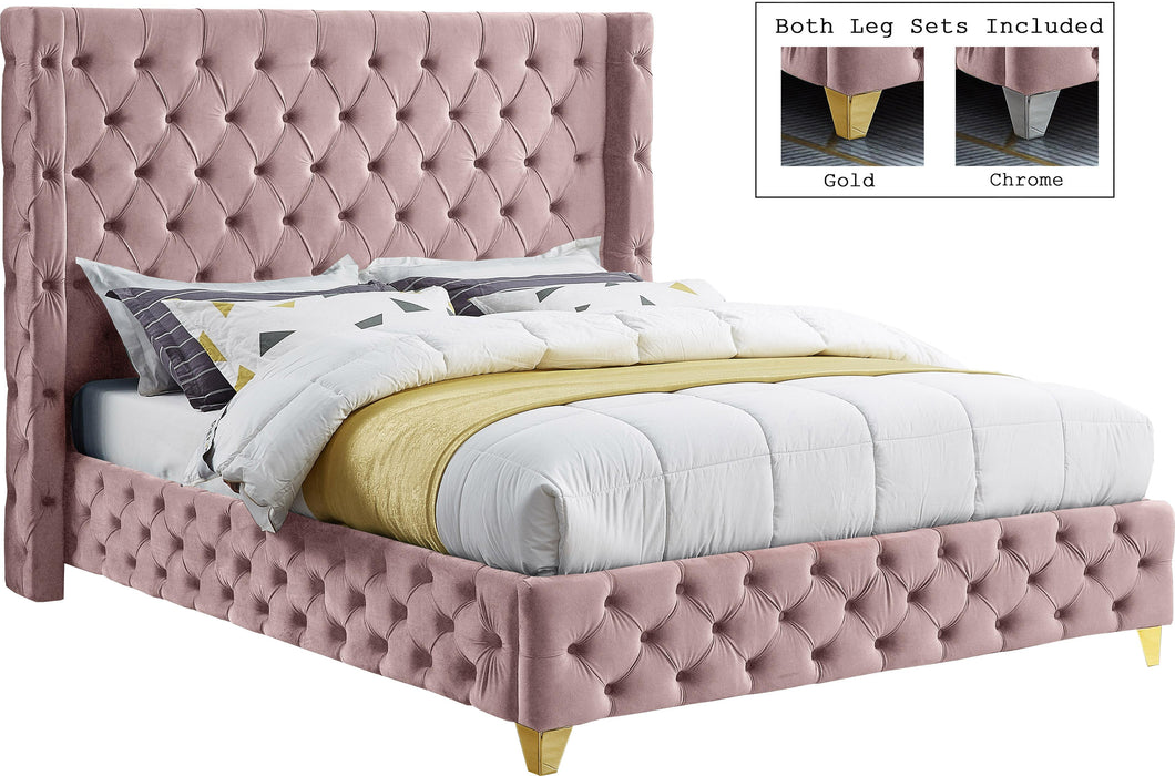 Savan Velvet Bed - Pink