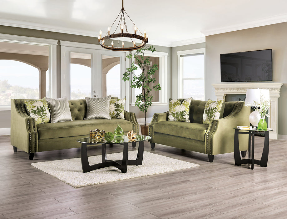 Nova Loveseat - Green Transitional Loveseat | NorCal Furniture Santa Clara CA