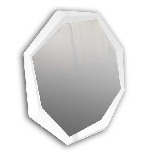 Octagon Modern White Crocodile Lacquer Mirror