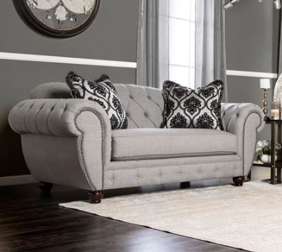Lily Loveseat - Grey Glam Loveseat | NorCal Furniture Santa Clara CA