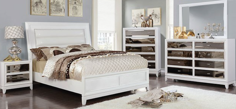 GLOWING  BED - White Contemporary Panel Bed Bed | NorCal Furniture Santa Clara CA